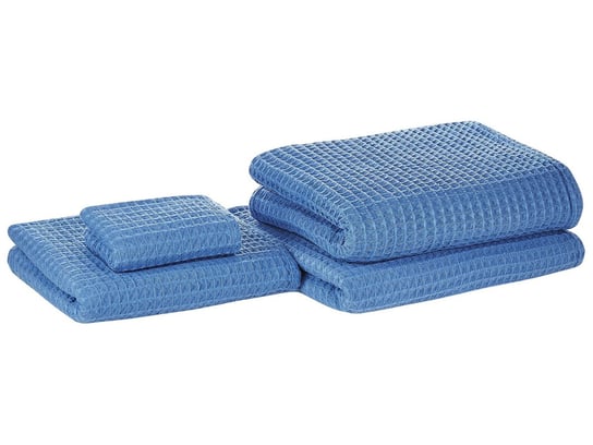 Komplet 4 ręczników bawełniany niebieski AREORA Beliani