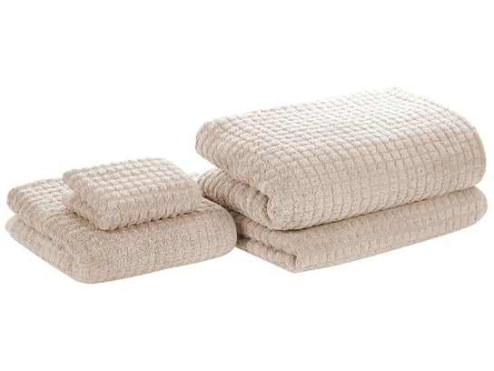 Komplet 4 ręczników bawełnianych frotte beżowy ATAI Beliani
