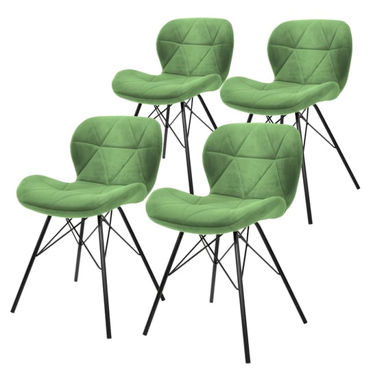 Komplet 4X Krzesła Do Jadalni/Salonu Tapicerowane Zielony Aksamit Nowoczesne Fotele ML-DESIGN