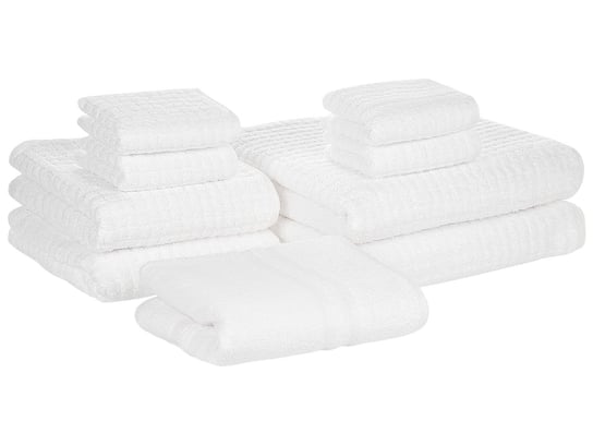 Komplet 9 ręczników bawełnianych frotte biały ATAI Beliani