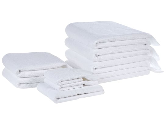 Komplet 9 ręczników bawełnianych frotte biały ATIU Beliani