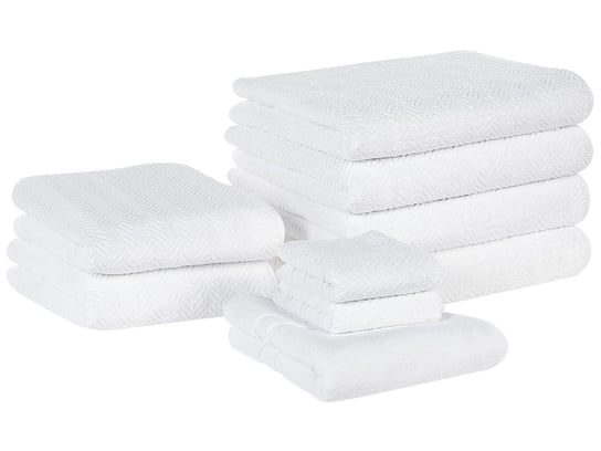 Komplet 9 ręczników bawełnianych frotte biały MITIARO Beliani