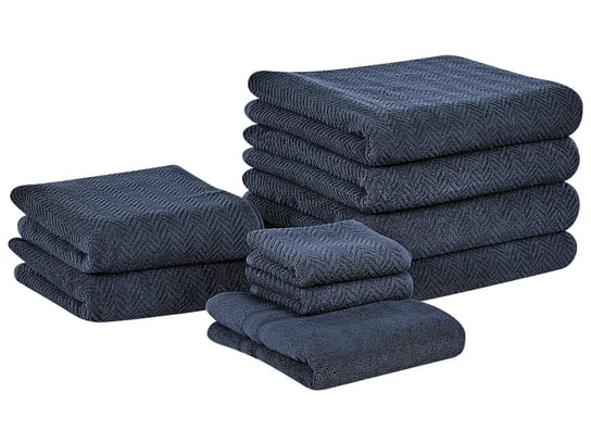 Komplet 9 ręczników bawełnianych frotte ciemnoniebieski MITIARO Beliani