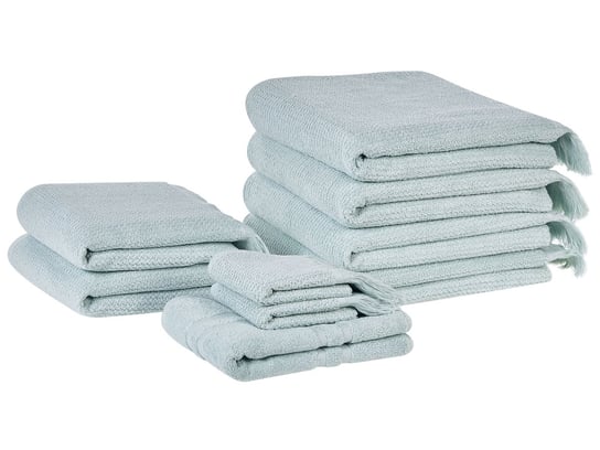 Komplet 9 ręczników bawełnianych frotte miętowy ATIU Beliani