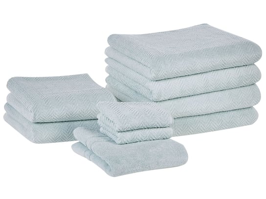 Komplet 9 ręczników bawełnianych frotte miętowy MITIARO Beliani