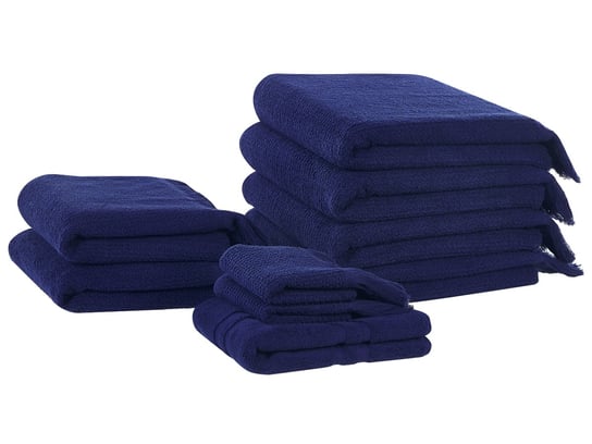 Komplet 9 ręczników bawełnianych frotte niebieski ATIU Beliani