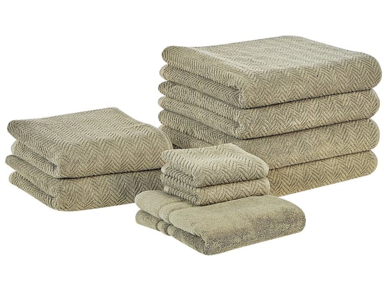 Komplet 9 ręczników bawełnianych frotte zielony MITIARO Beliani
