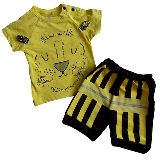 Komplet bawełniany chłopięcy koszulka spodenki Tygrys żółty czarny JNF Kids