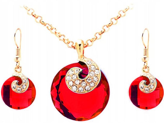 Komplet biżuterii czerwone cyrkonie księżyc Lovrin
