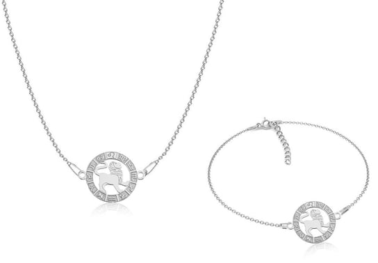 Komplet biżuterii srebrnej znak zodiaku Lew Nefryt