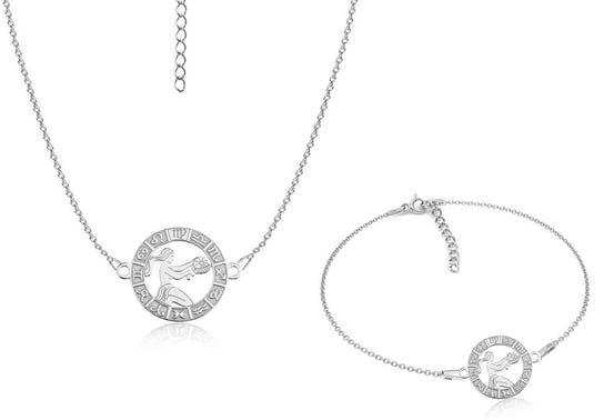 Komplet biżuterii srebrnej znak zodiaku Panna Nefryt