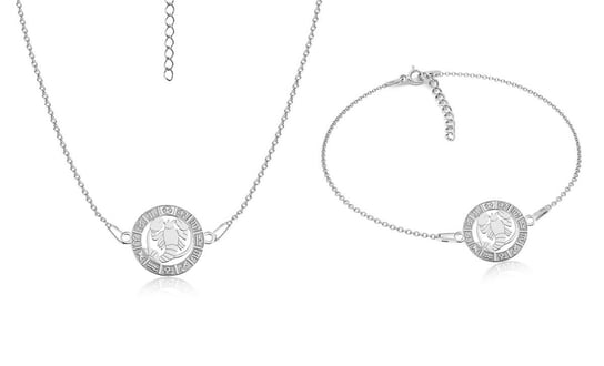 Komplet biżuterii srebrnej znak zodiaku Rak Nefryt