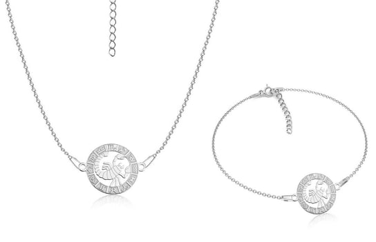Komplet biżuterii srebrnej znak zodiaku Skorpion Nefryt
