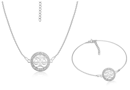 Komplet biżuterii srebrnej znak zodiaku Waga Nefryt