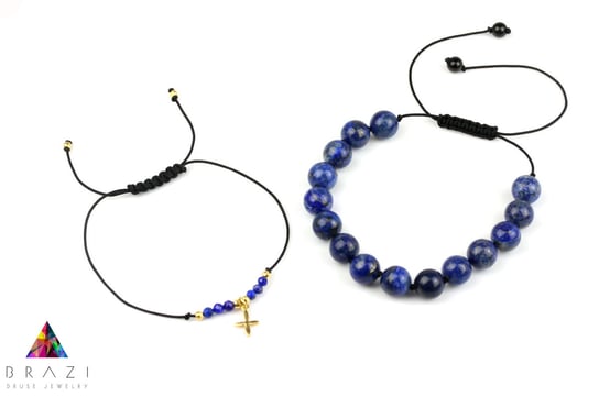 Komplet bransoletek Lapis-lazuli, dla niej i dla niego Brazi Druse Jewelry