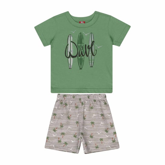 Komplet chłopięcy T-shirt Szorty zielono-szary Wave/Bee Loop Inny producent