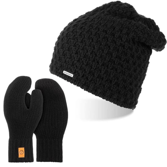 Komplet czarna czapka cz25 + rękawiczki r2 brødrene Brødrene