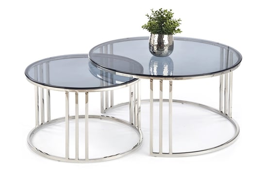 Komplet dwóch szklanych stolików kawowych glamour AGESTIS Konsimo Konsimo