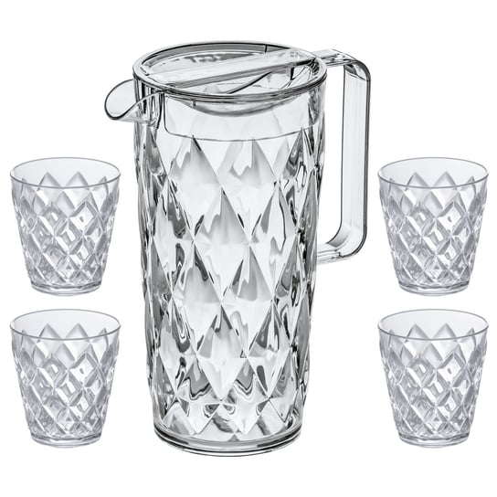 Komplet dzbanek Crystal z 4 szklankami transparentny - KOZIOL Koziol