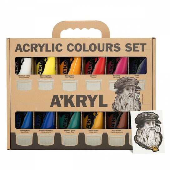Komplet farb 12 akrylowych A`KRYL 100ml, Renesans Inna marka