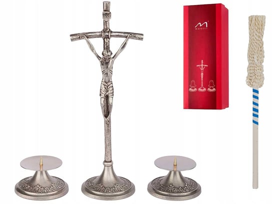 Komplet Kolędowy Z Krzyżem Papieskim | 31Cm Krzyż I Lichtarze | Moreli Inna marka