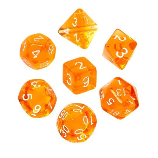 Komplet kości RPG, Rebel, Mini Kryształowe - Pomarańczowe Rebel