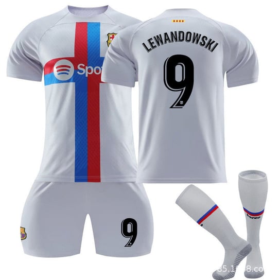 Komplet Koszulek Wyjazdowych Barcelona Nr 9 Zestaw Piłkarski Lewandowski（18 Jardów Dzieci） OEM