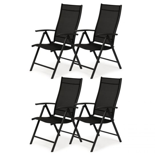 Komplet krzeseł ogrodowych 4 szt regulowane metalowe krzesło - Czarne ModernHome