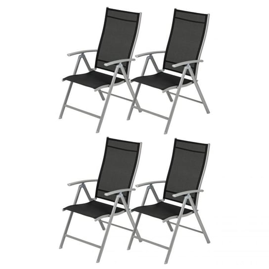 Komplet krzeseł ogrodowych 4 szt regulowane metalowe krzesło - Srebne ModernHome