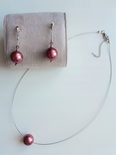 Komplet Naszyjnik + kolczyki różowa perła P. 925 ALEKORALE Elbląg