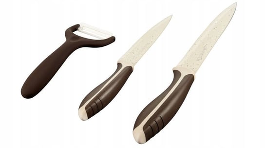 Komplet noży z obieraczką Brown Stone 3-elementowy AMBITION Ambition
