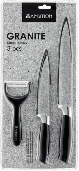 Komplet noży z obieraczką Granite 3-elementowy AMBITION Ambition