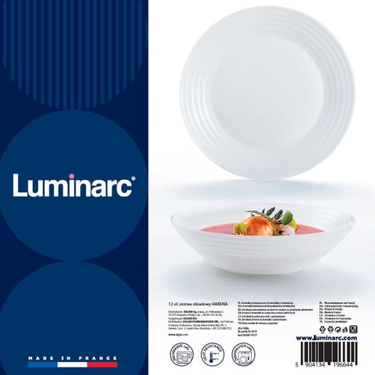 Komplet obiadowy Harena 12-elementowy biały LUMINARC Ambition