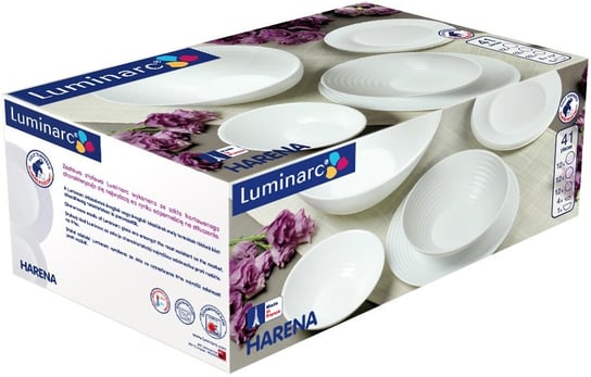 Komplet obiadowy Harena 41-elementowy LUMINARC (salaterka / talerz do zupy 20 cm) Luminarc