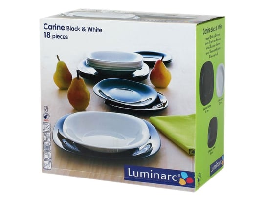 Komplet obiadowy LUMINARC Carine, czarno-biały, 18 elementów Luminarc