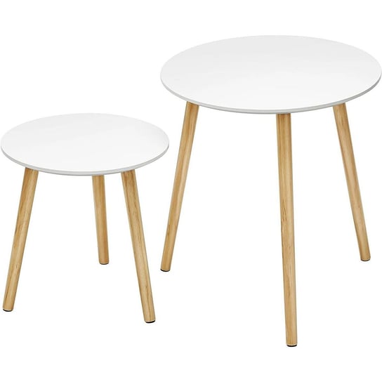 Komplet okrągłych skandynawskich stolików kawowych w dwóch różnych rozmiarach Songmics