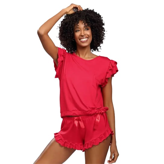 Komplet piżama damska lulu czerwona dkaren-xl Inna marka