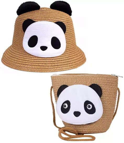 Komplet pleciony kapelusz uszy panda + torebka Agrafka