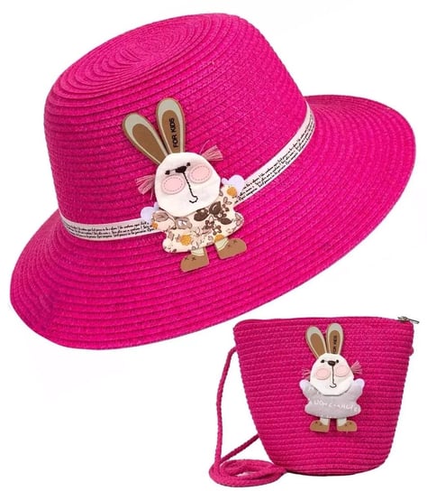 Komplet pleciony kapelusz z króliczkiem + torebka Agrafka