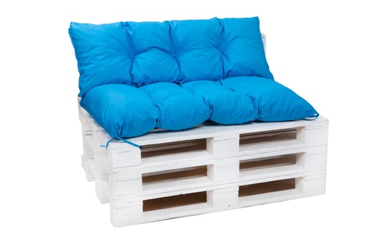 Komplet poduszek na palety 120 x 50 siedzisko  i opacie 120x40 cm, Poduszki ogrodowe na europalety wodoodporne , Niebieska Setgarden