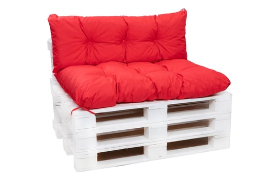 Komplet poduszek na palety 120 x 50 siedzisko  i opacie 120x50 cm, Poduszki ogrodowe na europalety wodoodporne , Czerwona Setgarden