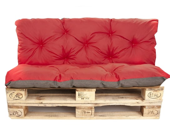 Komplet poduszek na palety , siedzisko 120 x 50 i opacie 120x40 cm, Poduszki ogrodowe na palety, Czerwona Setgarden