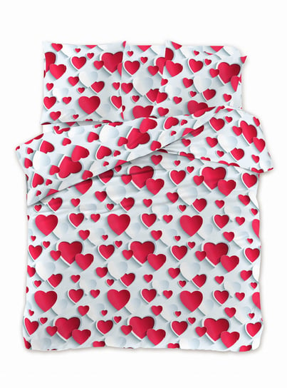 Komplet Pościeli 3D Serca Love 160X200 3-Częściowy Cotton World