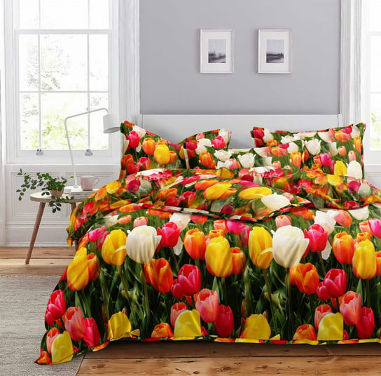 Komplet Pościeli 3D Tulipany 160X200 3-Częściowy Cotton World