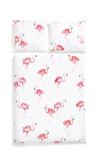 Komplet pościeli dwustronnej WHITE POCKET Flamingi, 200x200 cm White pocket
