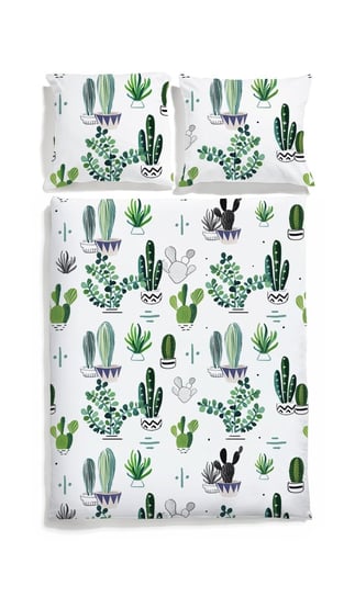 Komplet pościeli dwustronnej WHITE POCKET Kaktusy, 140x200 cm White pocket