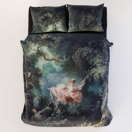 Komplet pościeli z barokowym obrazem "Huśtawka" - bawełna satynowa premium, 160 x 200 cm + 2x 80 x 70 cm Artemania