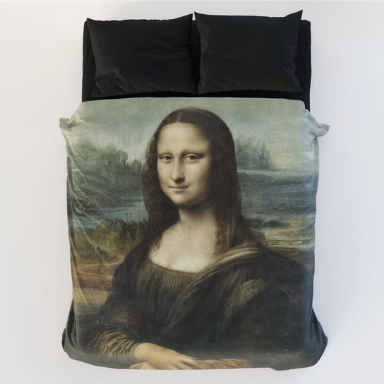 Komplet pościeli z renesansowym obrazem Leonarda da Vinci  "Mona Lisa" - bawełna satynowa premium, 200 x 220 cm + 2x 80 x 70 cm Artemania