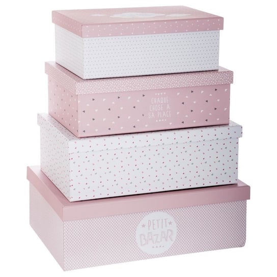 Komplet pudełek Petit Bazar, ATMOSPHERA, różowy, 4 elementy Atmosphera Créateur d'intérieur