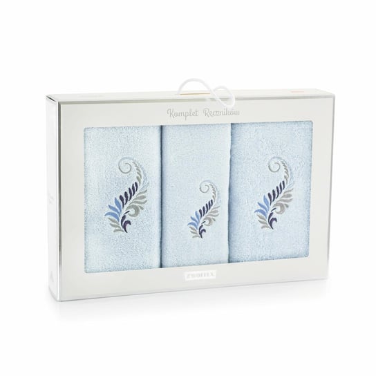 Komplet ręczników 3szt. Pióro lapis błękitny 8462/5444 w pudełku Zwoltex Zwoltex